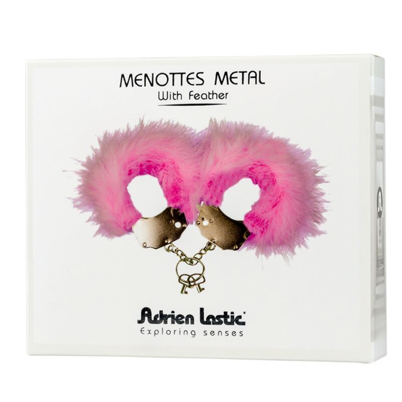ADRIEN LASTIC – METAL HANDCUFFS WITH PINK FEATHERS