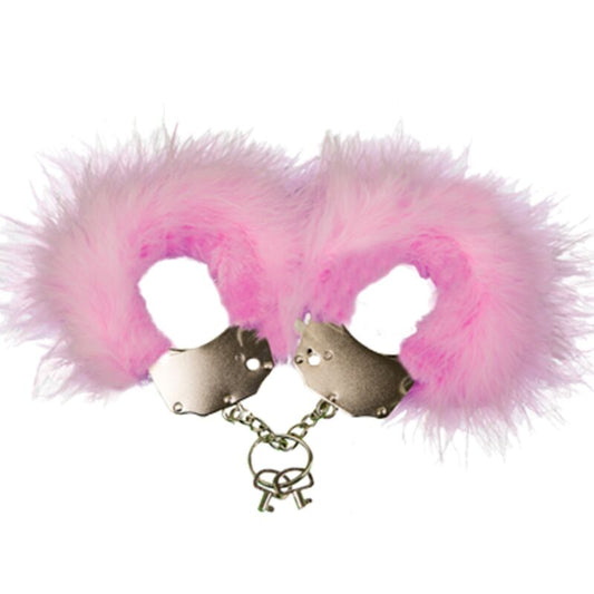 ADRIEN LASTIC – METAL HANDCUFFS WITH PINK FEATHERS