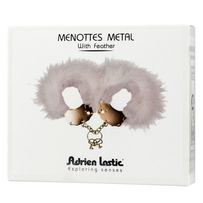 ADRIEN LASTIC – METAL HANDCUFFS WITH WHITE FEATHERS