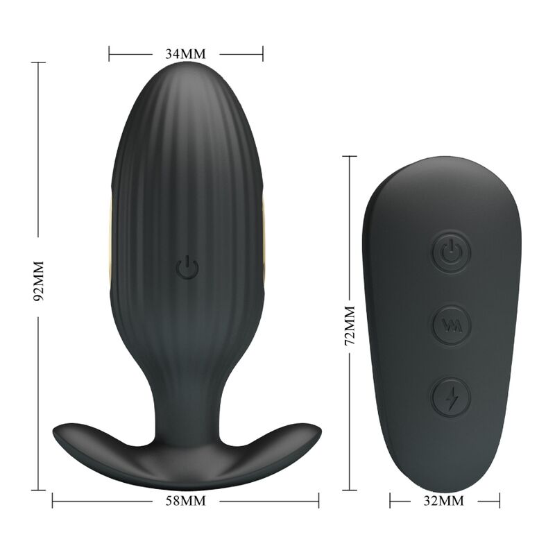 PRETTY LOVE - KELLY PLUG ANAL WIEDERAUFLADBARER VIBRATOR SCHWARZ