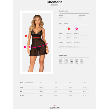 OBSESSIVE - CHEMERIS SET BADYDOLL &amp; THONG XS/S