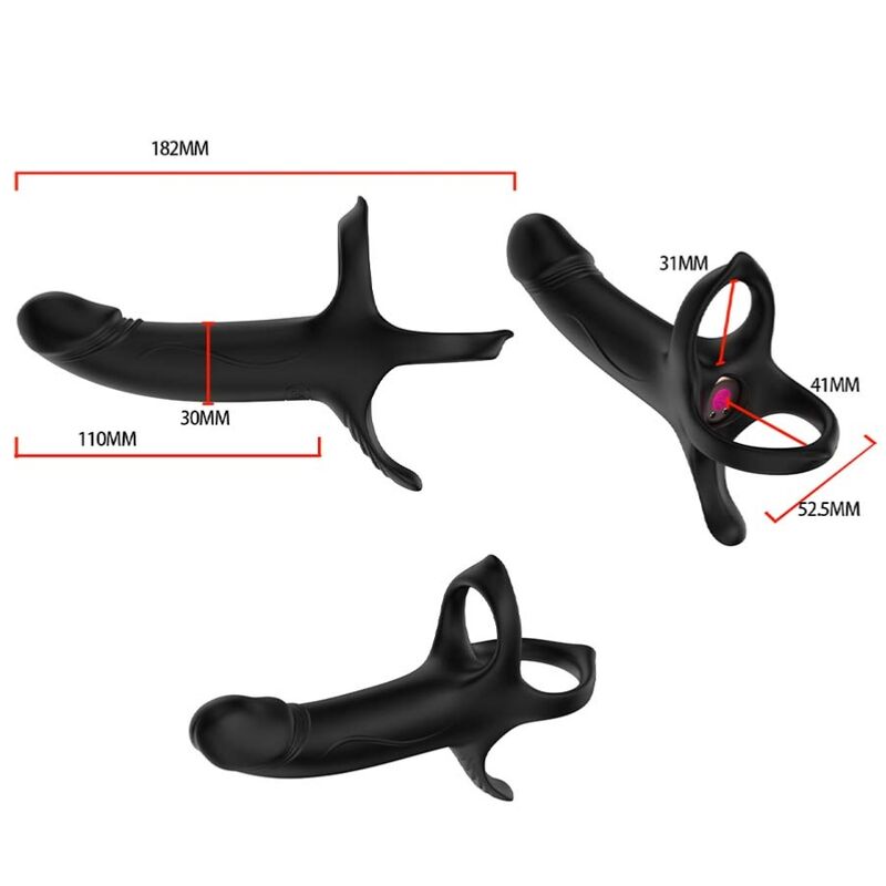 ARMONY - DILDO WITH RING &amp; VIBRATOR REMOTE CONTROL BLACK