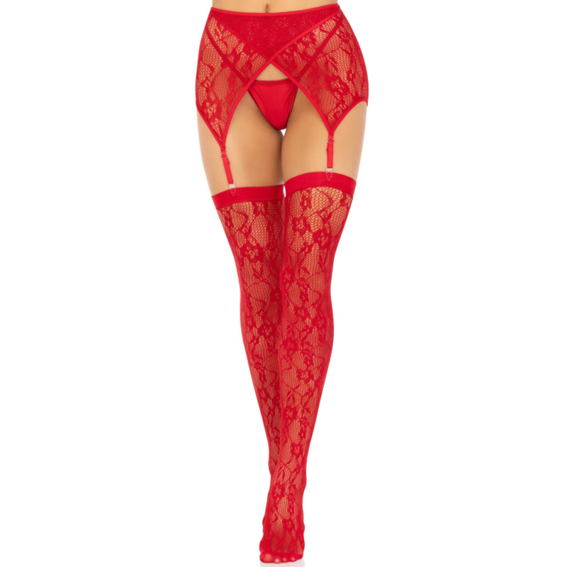 LEG AVENUE - LACE TOP &amp; GARTER BELT BLACK
