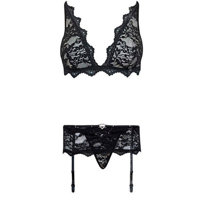LIVCO CORSETTI FASHION - BELITA LC 90231 BRA + PANTIES + GARTER BELT BLACK S/M