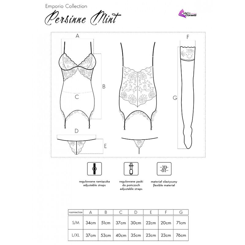LIVCO CORSETTI FASHION - PERSINNE WITH EMPORIO SET CORSET + PANTIES + STOCKINGS