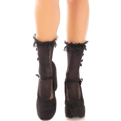 LEG AVENUE - SOCKS WITH RUFFLES BLACK