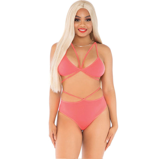 LEG AVENUE - TOP &amp; PANTIES YELLOW WITH STRAPS