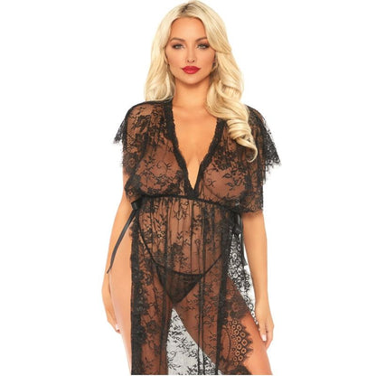 LEG AVENUE - 2 PIECE SET, LACE CAPTAIN ROBE AND THONG S/M