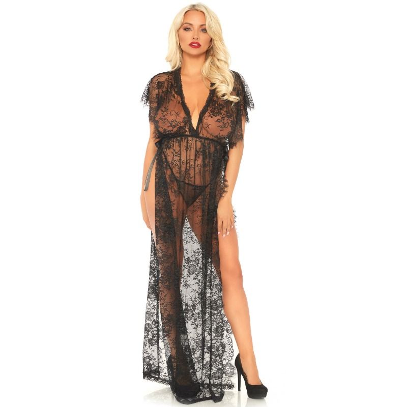 LEG AVENUE - 2 PIECE SET, LACE CAPTAIN ROBE AND THONG S/M