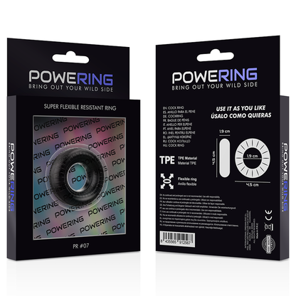 POWERING - SUPER FLEXIBLER UND WIDERSTANDSFÄHIGER PENISRING 4,5 CM PR07 SCHWARZ