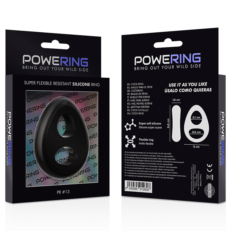 POWERING - SUPER FLEXIBLE AND RESISTANT PENIS AND TESTICLE RING PR13 BLACK