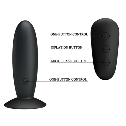 MR PLAY - ANAL PLUG WITH VIBRATION, BLACK REMOTE CONTROL