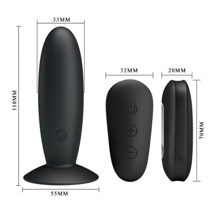 MR PLAY - ANAL PLUG WITH VIBRATION, BLACK REMOTE CONTROL